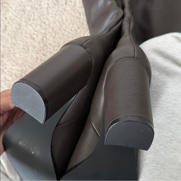 Steve Madden bixby chocolate brown leather heel knee high boots western 8 - Picture 6 of 8